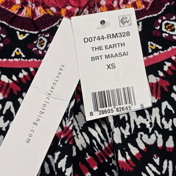 Anthropologie Sanctuary Women Dress Size XS Black Orange Stripe Midi Cap Sleeves - Picture 3 of 10